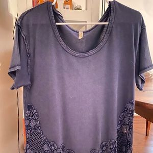 navy side lace shirt